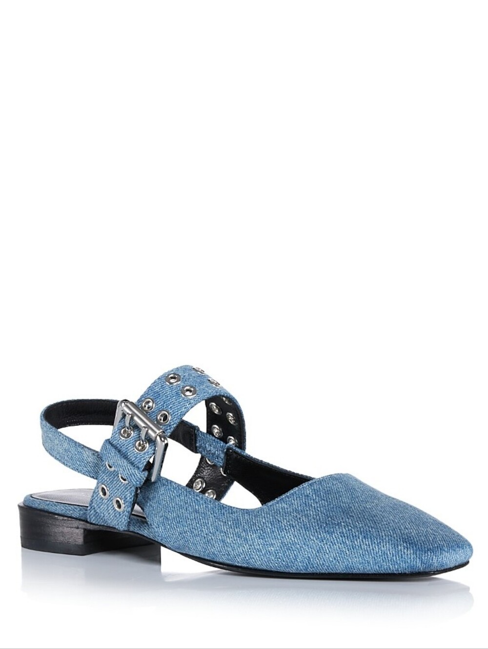 rag & bone Astra Slingback Flats Blue Denim Size 39.5 Buckle Mary Jane